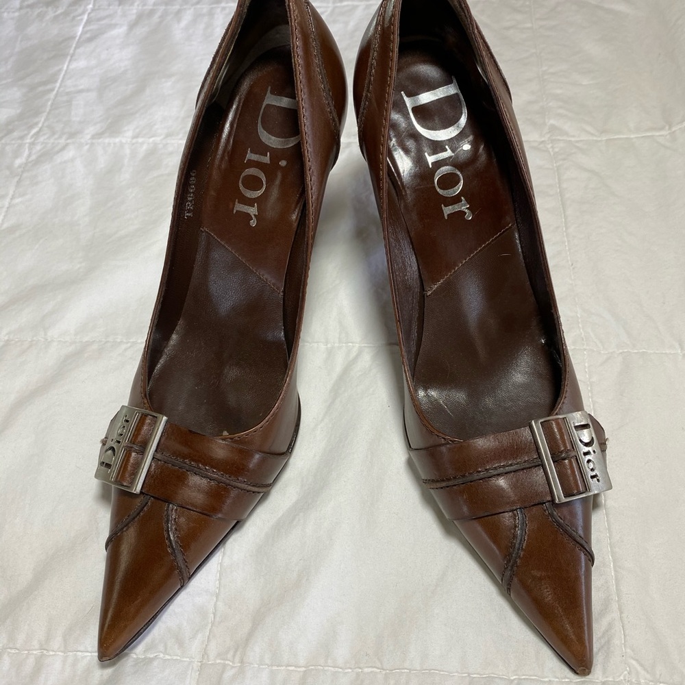Christian Dior brown leather heels size 5